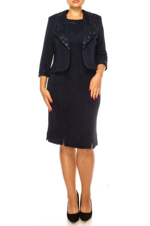 Brianna Milay Sequin Trim 3/4 Sleeve Jacket Dress