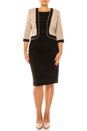 Brianna Milay 2-Piece Pearl Accented Jacket Dress