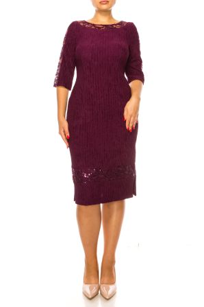 Brianna Milay 3/4 Sleeve Embroidered Sequin Dress