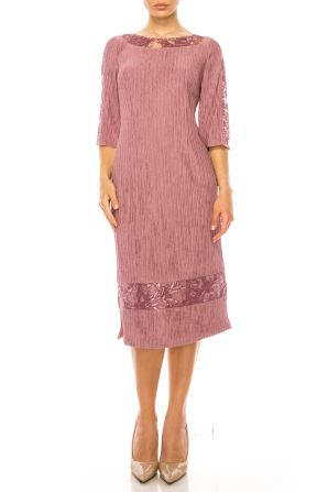 Brianna Milay 3/4 Sleeve Embroidered Sequin Dress