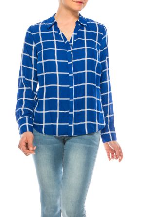Jessica Rose Relax Fit Button Down Collared Blouse