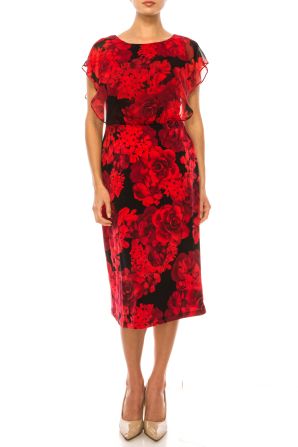 Connected Apparel Floral Midi Length Dress