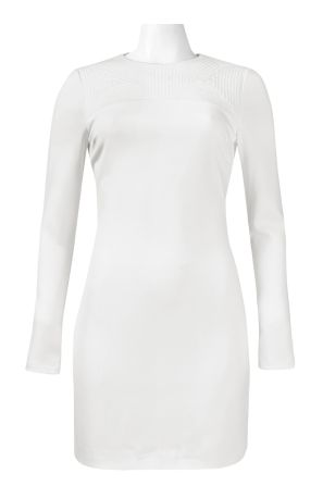 Cynthia Rowley Round Neck Long Sleeves Top Stiched Neckline Crepe Dress
