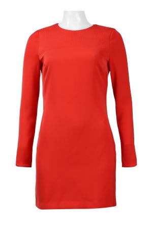 Cynthia Rowley Round Neck Long Sleeves Top Stiched Neckline Crepe Dress