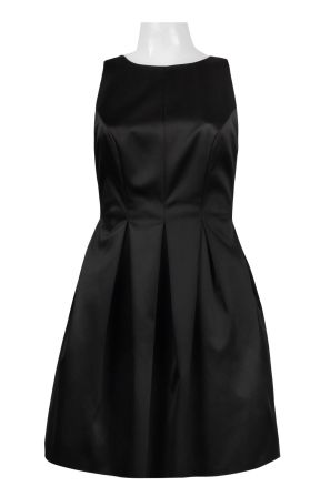 Cynthia Rowley Scoop Neck Sleeveless Bow Tie Detail Pleated Solid Satin Dress