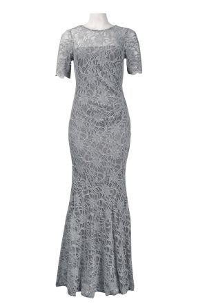 Decode Scalloped Sleeve Lace Overlay Mermaid Dress