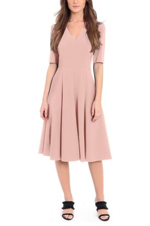 Donna Morgan V-Neck Short Sleeve A-Line Dress