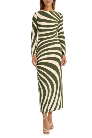 Donna Morgan Abstract Stripe Long Sleeve Dress