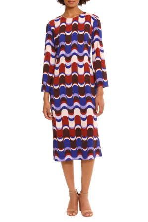 Donna Morgan Long Sleeve Geo Print Midi Dress