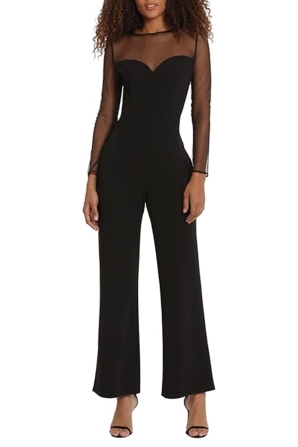 Donna Morgan Illusion Neckline Wide Leg Jumpsuit