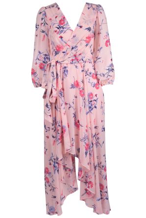 Eliza J Chiffon Floral Print Hi/Low Hem Maxi Dress