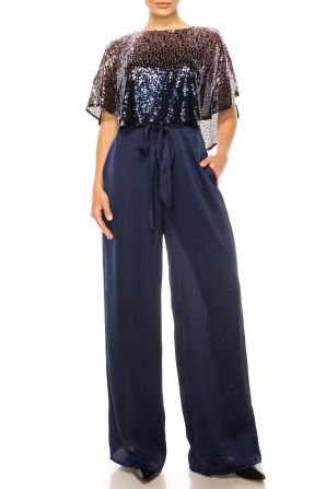 Gabby Skye Ombre Sequined Flare Leg Jumpsuit