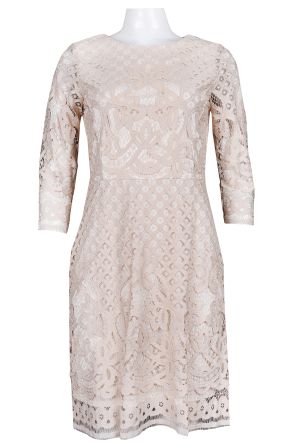 Gabby Style 3/4 Sleeve Ornament Pattern Cotton Lace Short Dress