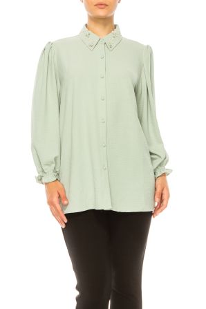 Grand & Greene Long Sleeve Embellished Collar Shirt