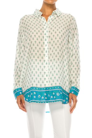 Grand & Greene Floral Button Down Long Sleeve Top