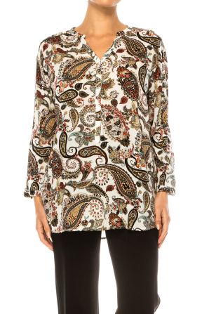 Grand & Greene Long Sleeve Paisley Tunic Top