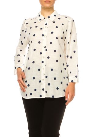 Hester & Orchard Long Sleeve Button Down Print Top