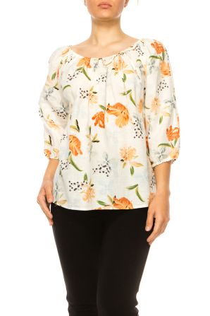 Hester & Orchard Floral Print Peasant Style Top