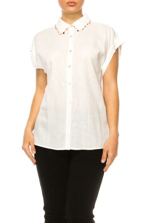 Hester & Orchard Beaded Collar Dolman Style Top