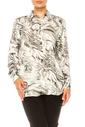 Hester & Orchard Long Sleeve Marble Print Shirt