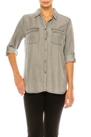 Hester & Orchid Tencel Button Up Collared Top