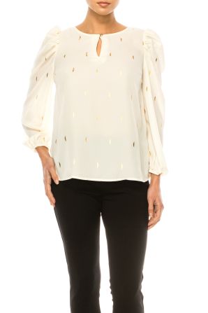 Hope & Harlow Keyhole Front Long Sleeve Top