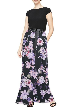 Ignite Floral Skirt 2 Side Pocket Long Evening Dress