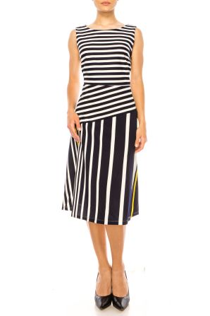 ILE Clothing Sleeveless Striped A-Line Dress