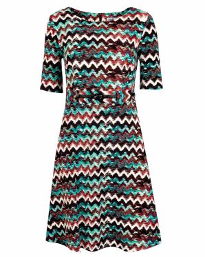 Phase Seven Brown Turquoise Daytime A-Line Dress