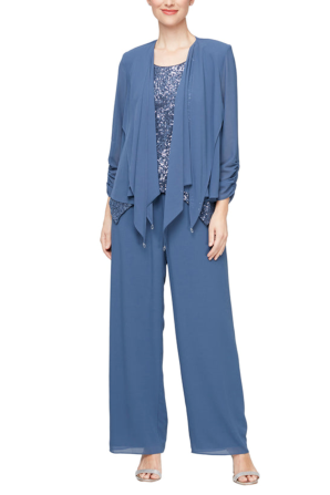Jeanne Alexander Sequined Top 3-Piece Pants Suit