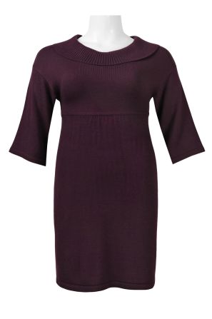 Jessica Howard Crew Neck Collared 3/4 Sleeve Solid Knit Dress