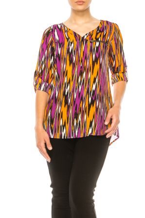 Jessica Rose Tunic-Style Pullover Print Top