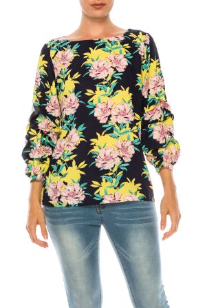Jessica Rose Long Sleeve Floral Print Top