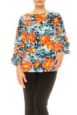 Jessica Rose Long Sleeve Floral Print Top