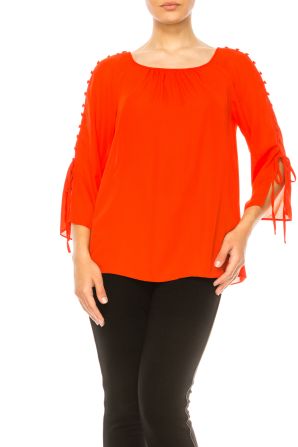 Jessica Rose Fabric Button-Loop 3/4 Sleeve Blouse