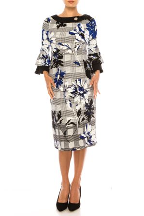 Jessica Rose Layered Bell Sleeve Sheath Dress