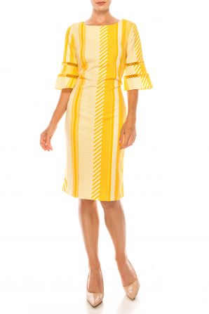 Jessica Rose 3/4 Bell Sleeve Printed Sheath Dress