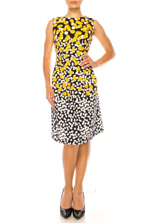 Jessica Rose Sleeveless Dotted Print A-Line Dress