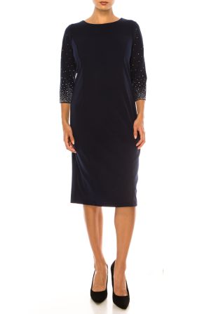 Jessica Rose 3/4 Embellished Sleeve Sheath Dress