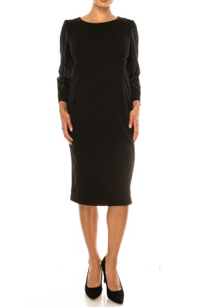 Jessica Rose 3/4 Rhinestone Sleeve Sheath Dress