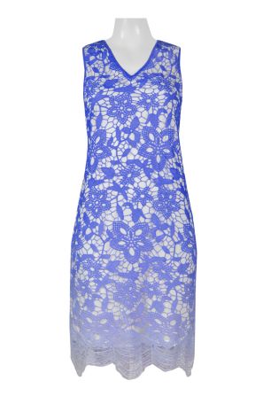 Jolibel V-Neck Sleeveless Cutout Back Floral Lace Crepe Dress