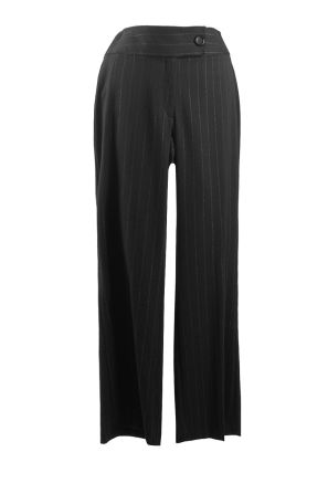 A Black Gold Pinstriped Straight Leg Pant by Adrianna Papell