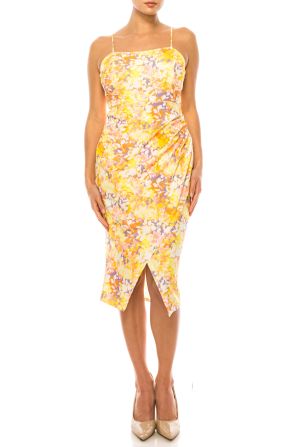 Laundry Floral Print Skirt Overlay Spaghetti Strap Dress
