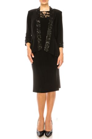 Le Bos Embroidered Sequin Mesh Jacket Dress