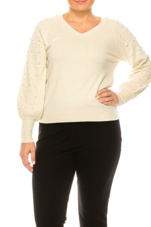 LIV Pearl Long Sleeve V-Neck Sweater Top