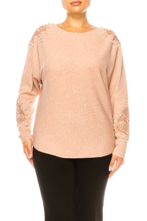 Liv Long Sleeve Floral Embroidered Beaded Sweater