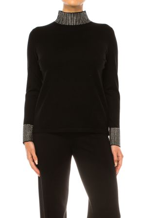 Liv Long Sleeve Rhinestone Turtleneck Sweater