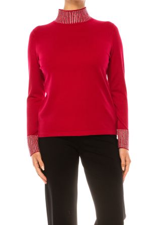 Liv Long Sleeve Rhinestone Turtleneck Sweater