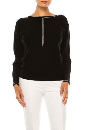 Liv Chain Tassel Long Sleeve Pullover Sweater