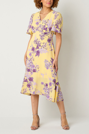 Liz Claiborne Short Sleeve Floral A-Line Dress